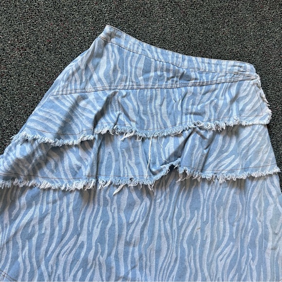 UDEL 70% Cotton Asymmetrical Ruffle A-Line Midi Knee-Length Denim Modest Skir XL - Picture 7 of 16